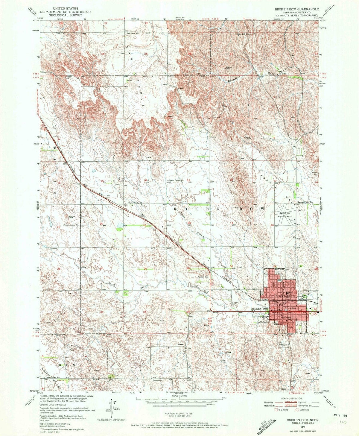 1951 Broken Bow, NE - Nebraska - USGS Topographic Map v4