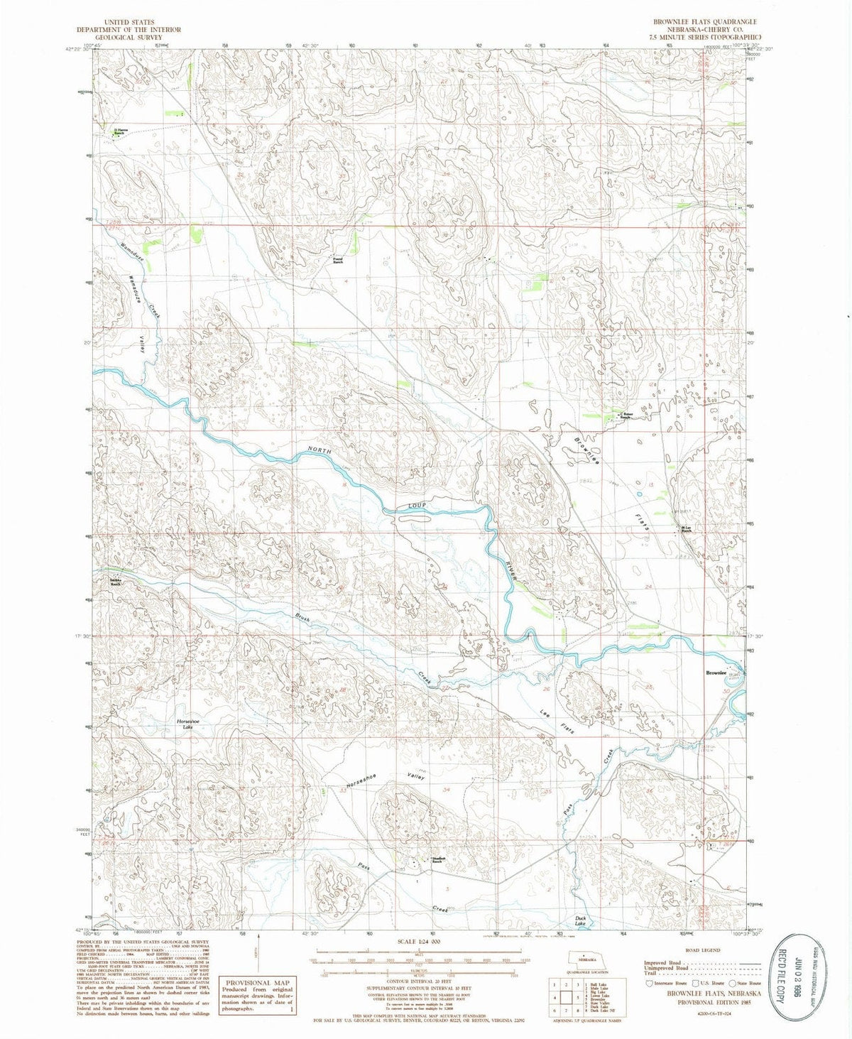 1985 Brownlee Flats, NE - Nebraska - USGS Topographic Map