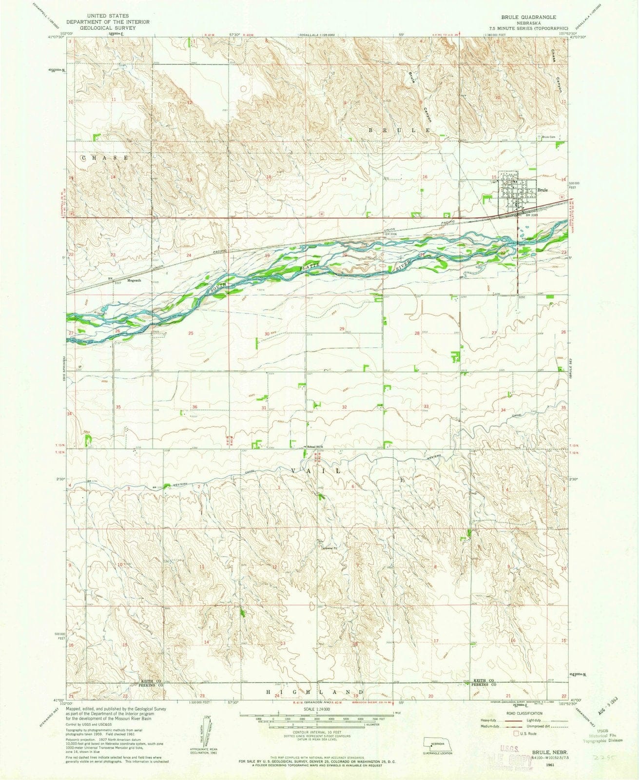 1961 Brule, NE - Nebraska - USGS Topographic Map