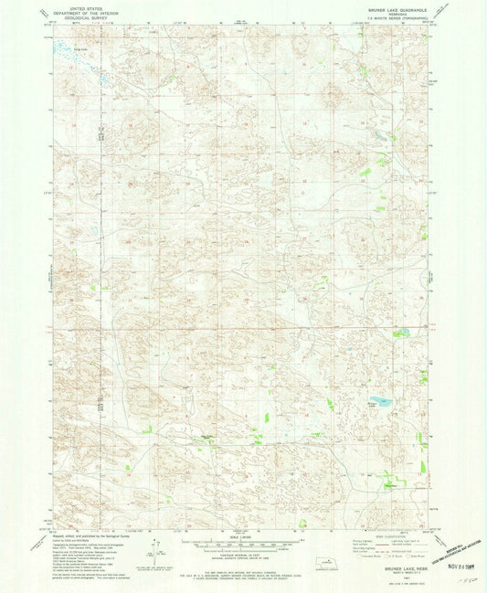 1981 Bruner Lake, NE - Nebraska - USGS Topographic Map