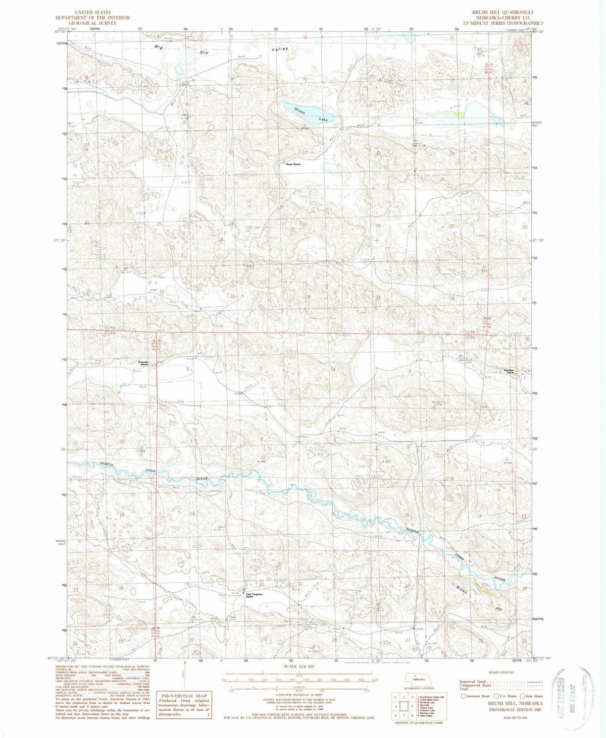 1987 Brush Hill, NE - Nebraska - USGS Topographic Map