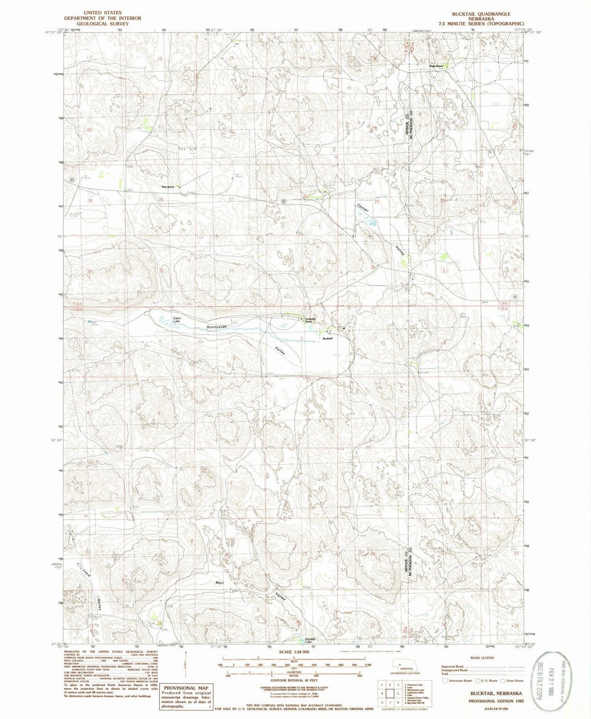 1985 Bucktail, NE - Nebraska - USGS Topographic Map