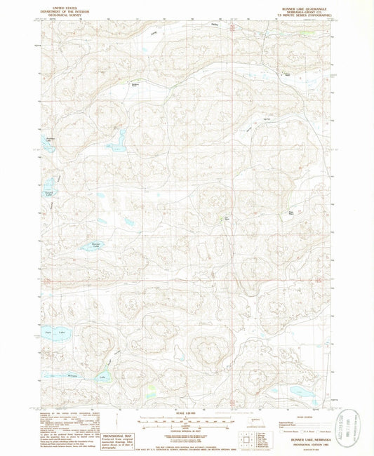 1985 Bunner Lake, NE - Nebraska - USGS Topographic Map