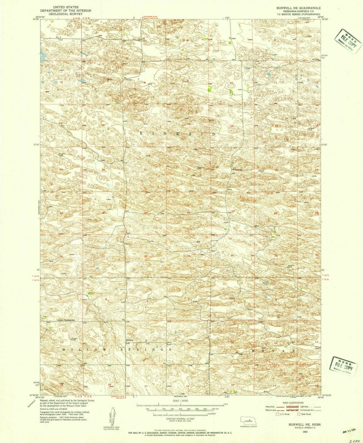 1952 Burwell, NE - Nebraska - USGS Topographic Map