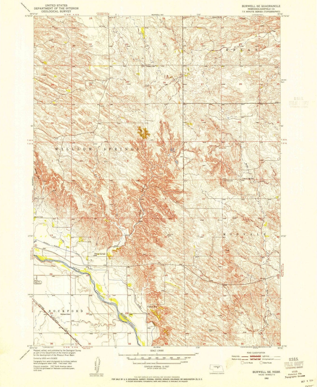 1952 Burwell, NE - Nebraska - USGS Topographic Map v3