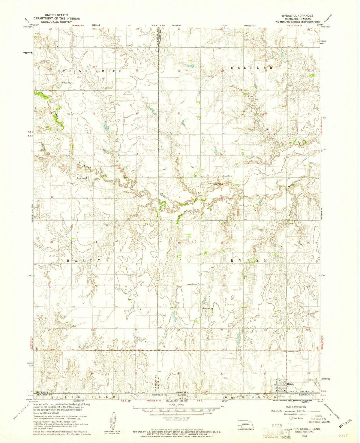1960 Byron, NE - Nebraska - USGS Topographic Map