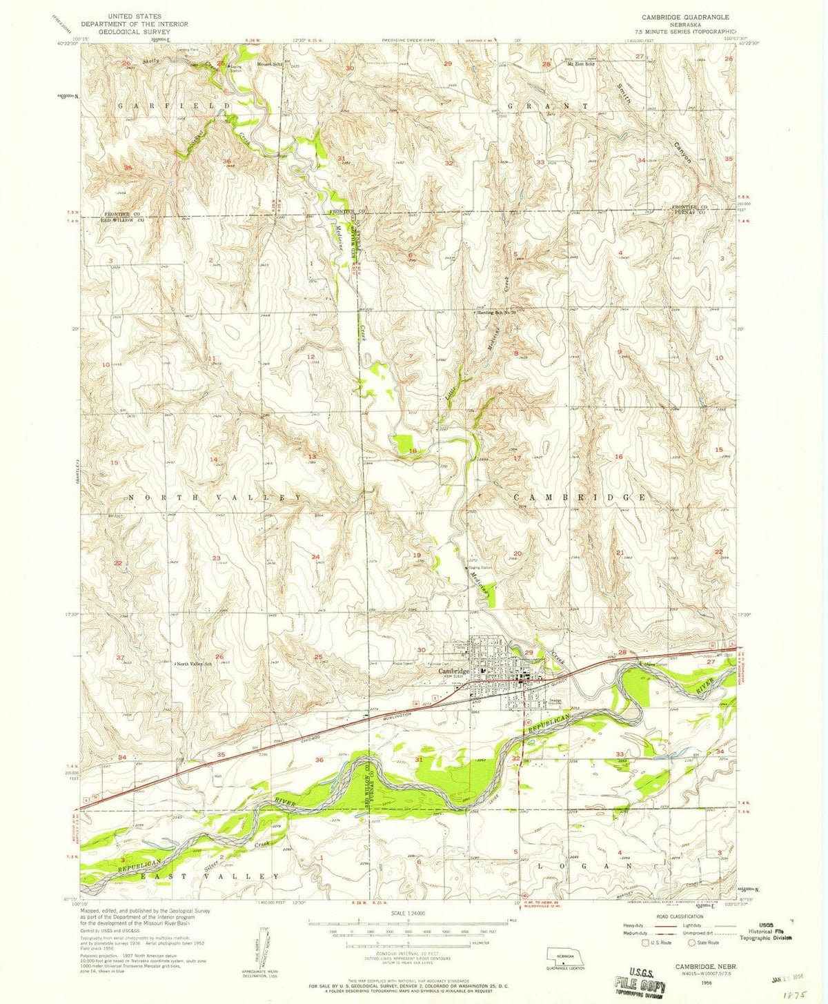 1956 Cambridge, NE - Nebraska - USGS Topographic Map