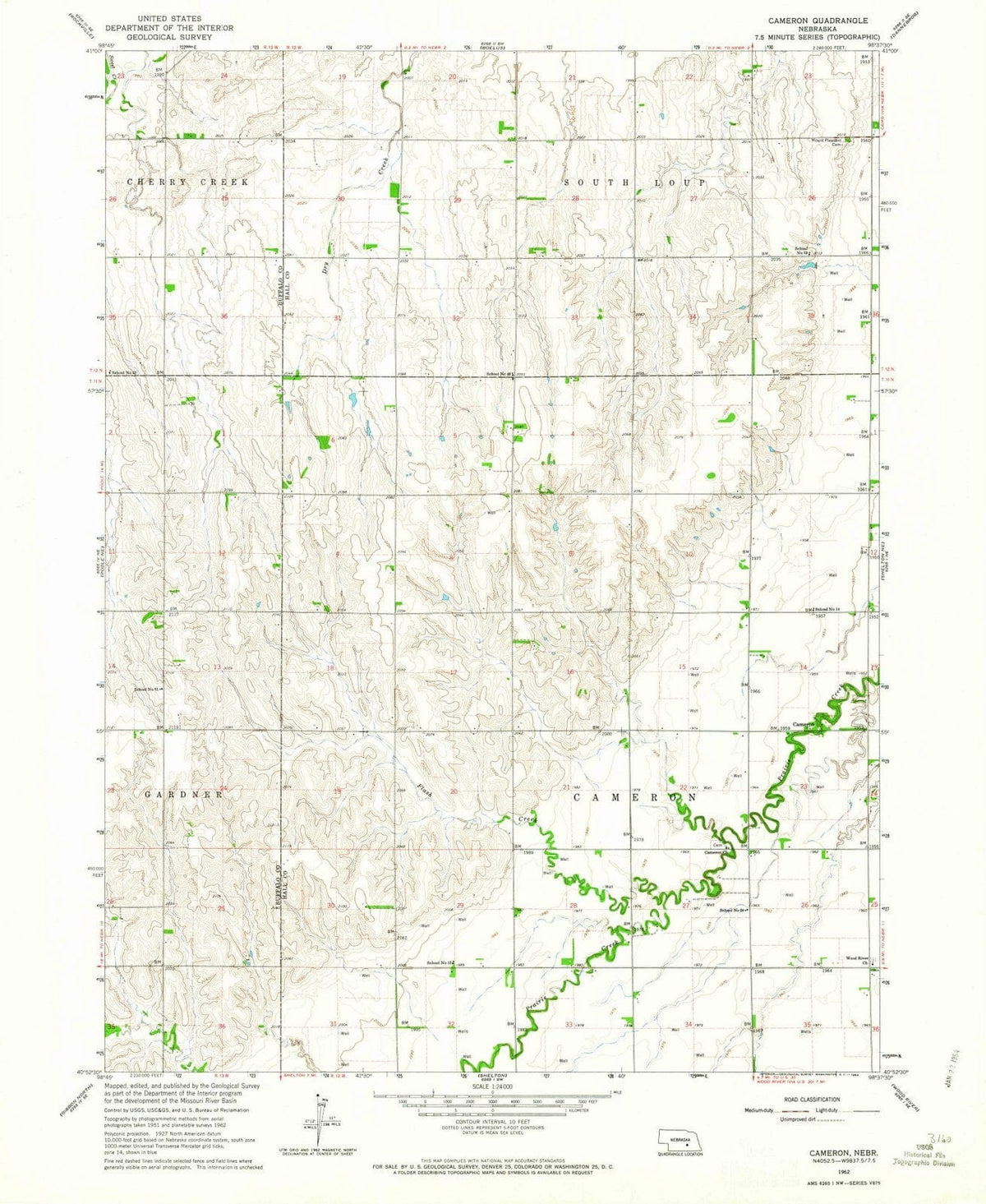 1962 Cameron, NE - Nebraska - USGS Topographic Map