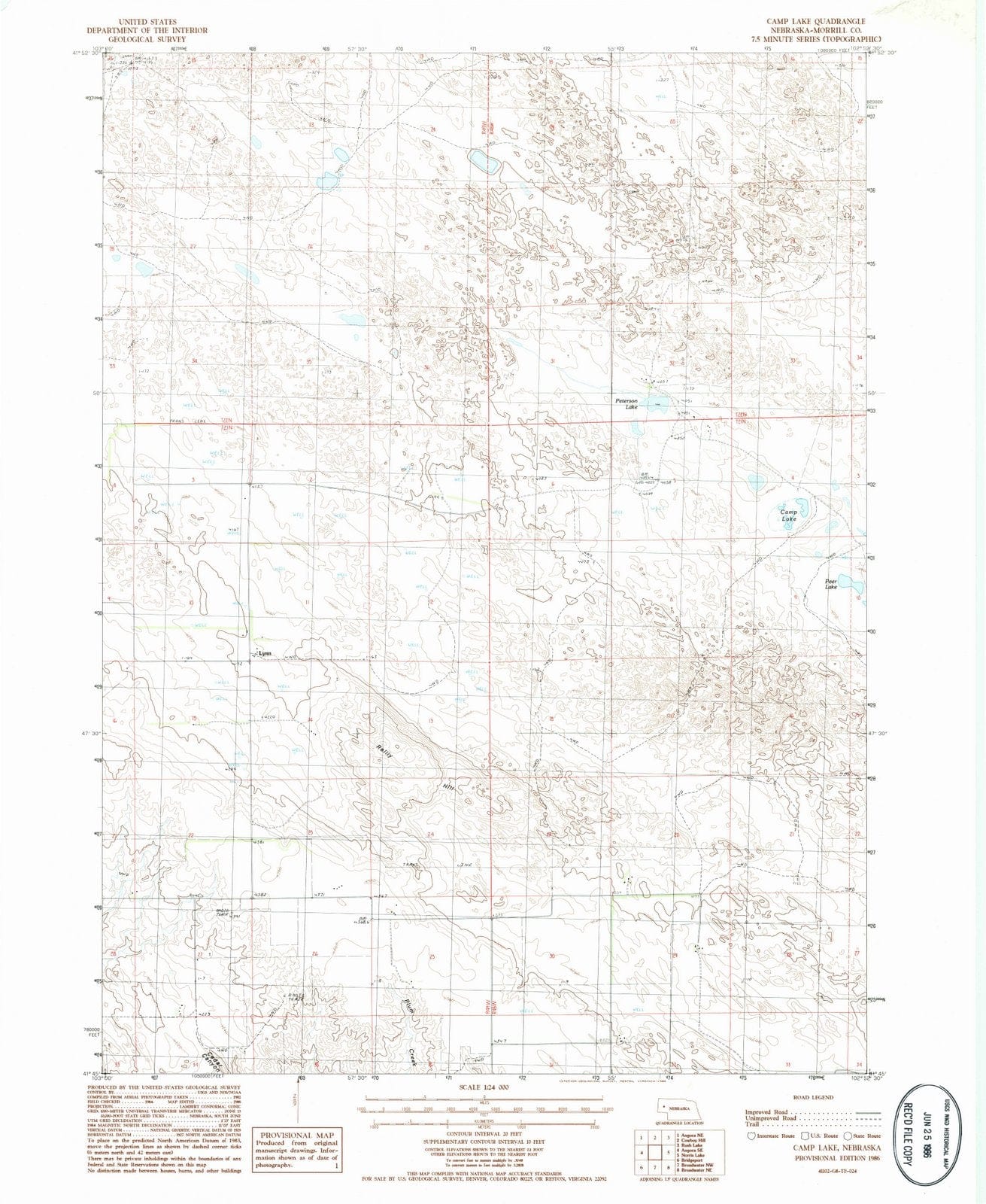 1986 Camp Lake, NE - Nebraska - USGS Topographic Map