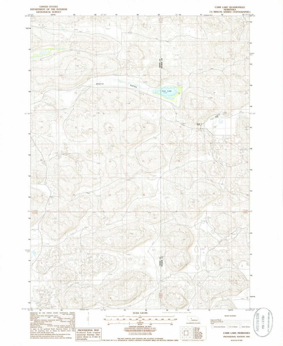 1985 Carr Lake, NE - Nebraska - USGS Topographic Map v2