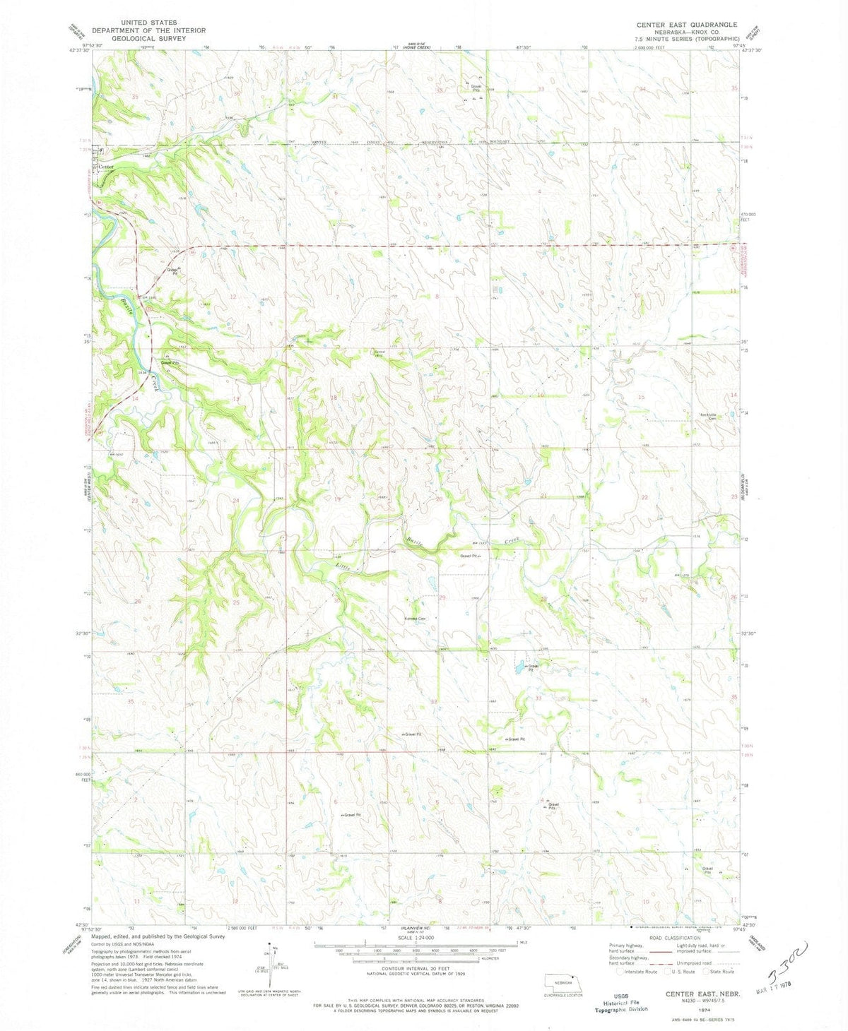 1974 Center East, NE - Nebraska - USGS Topographic Map