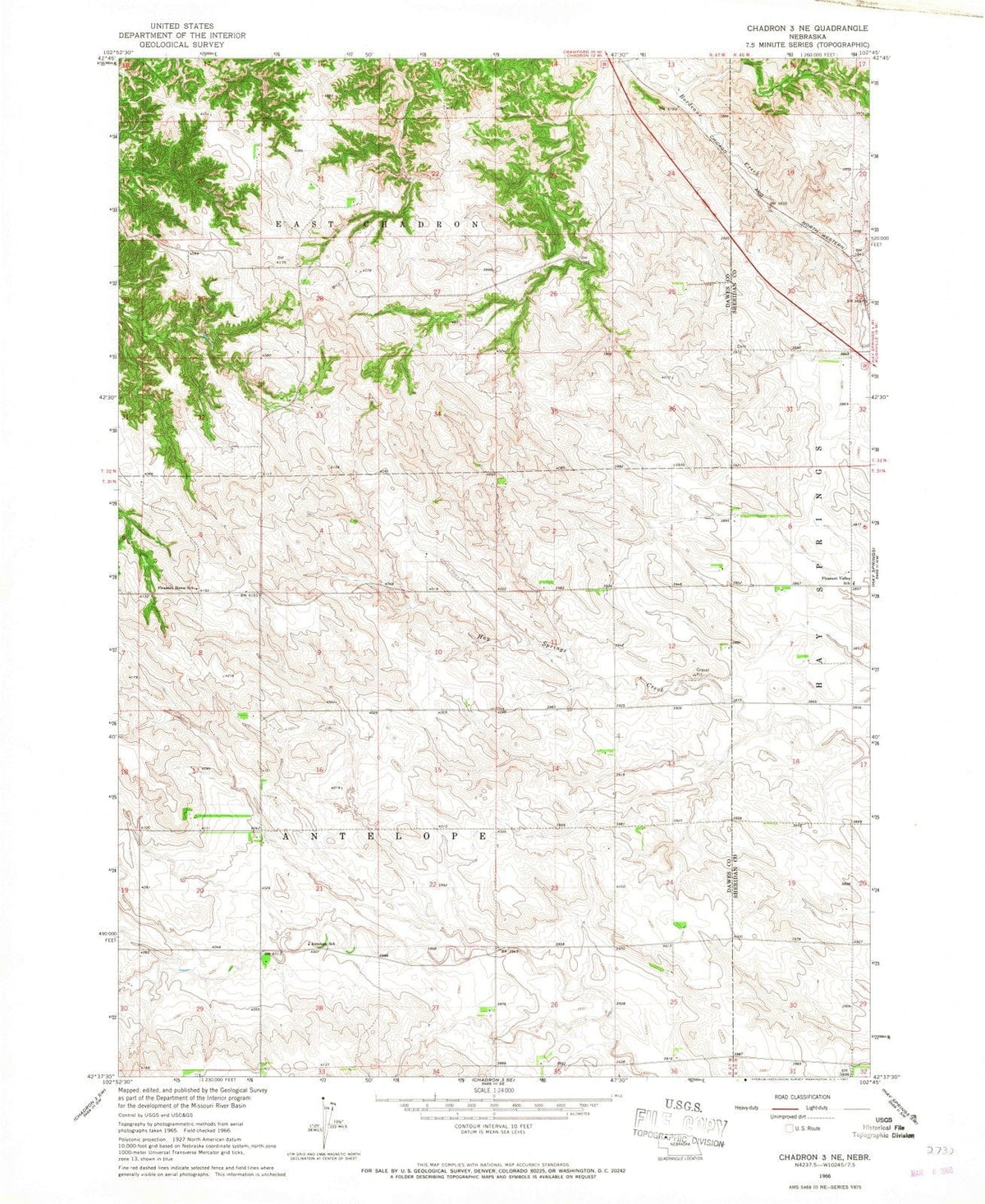 1966 Chadron 3, NE - Nebraska - USGS Topographic Map