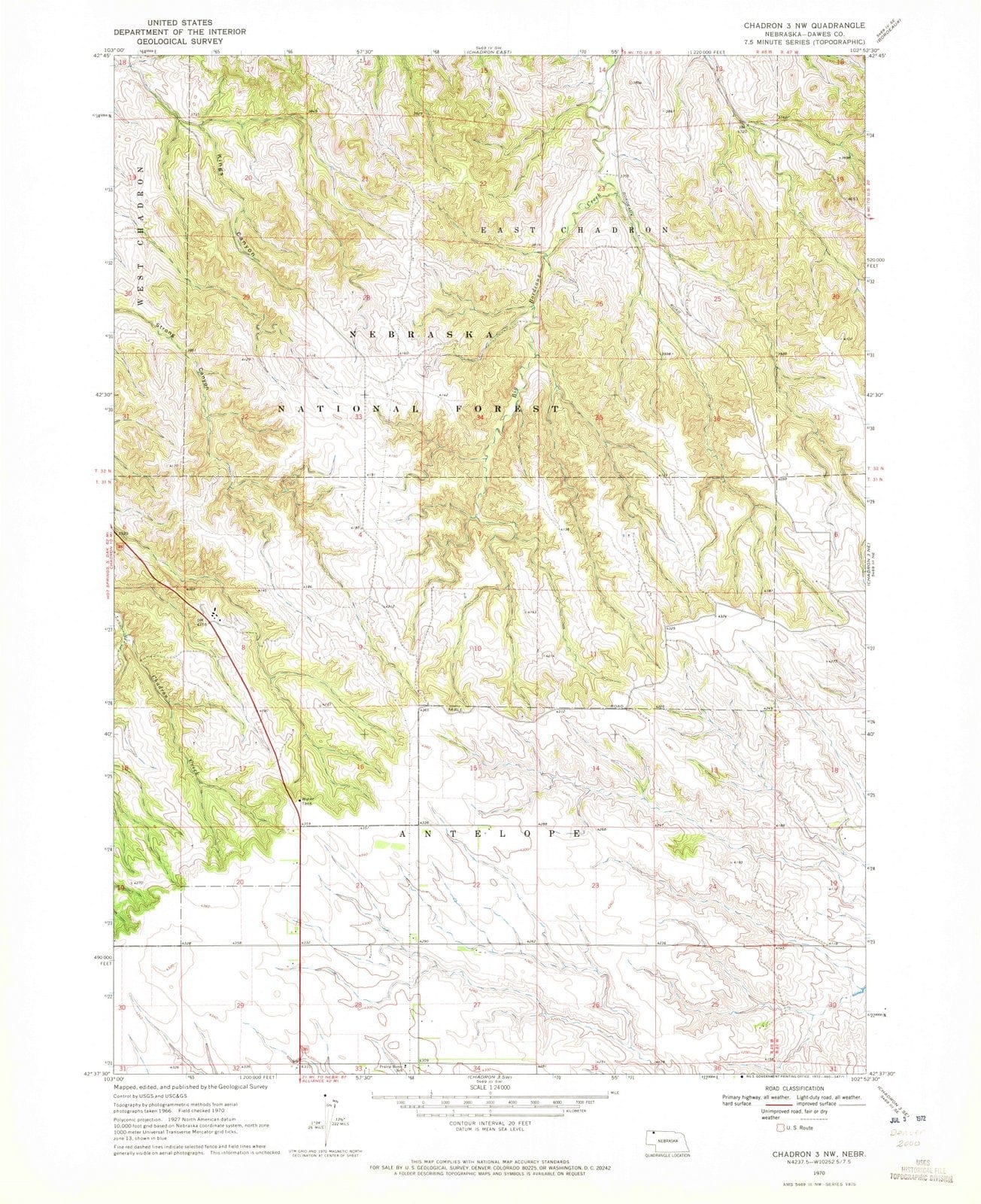 1970 Chadron 3, NE - Nebraska - USGS Topographic Map