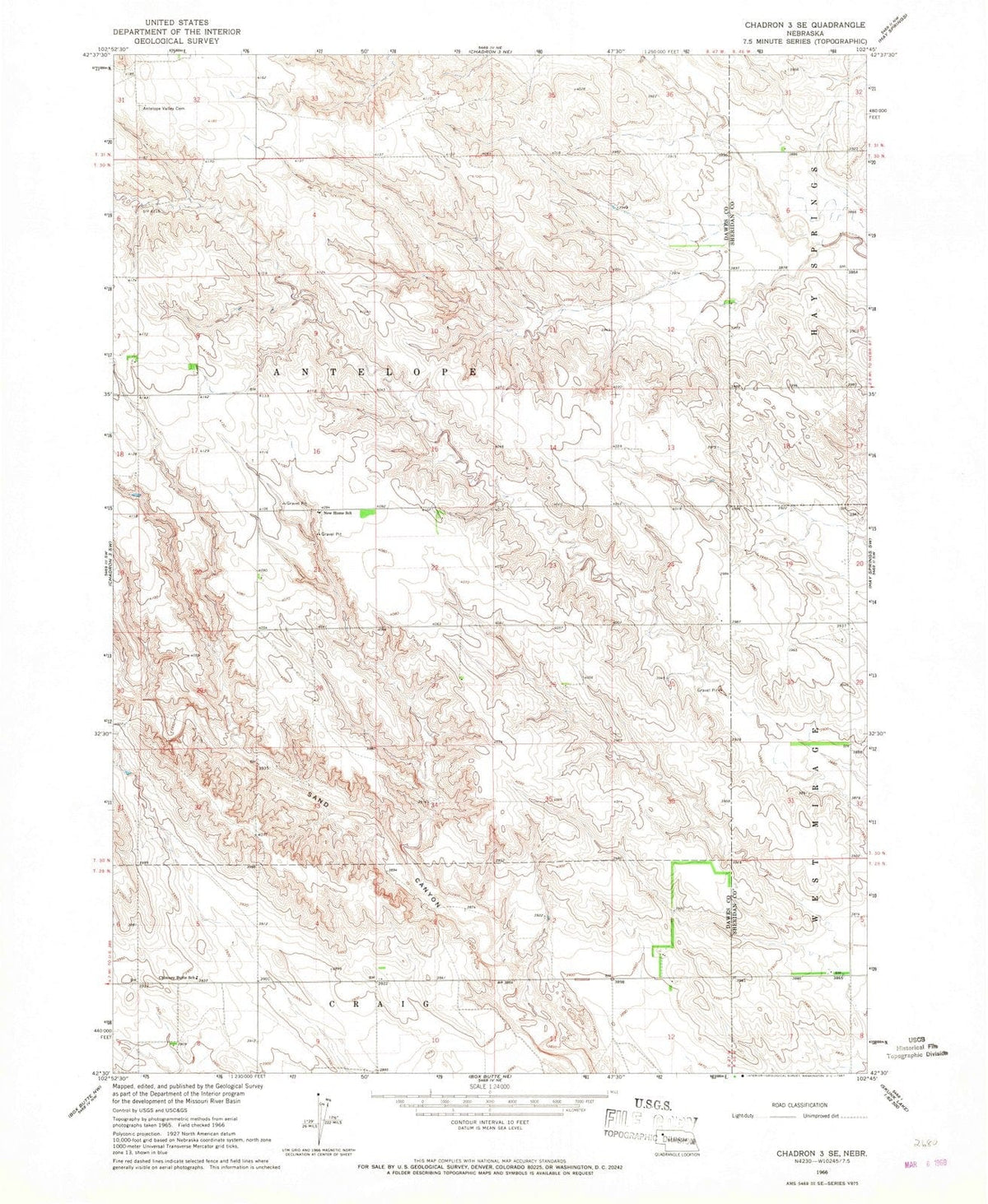 1966 Chadron 3, NE - Nebraska - USGS Topographic Map v2