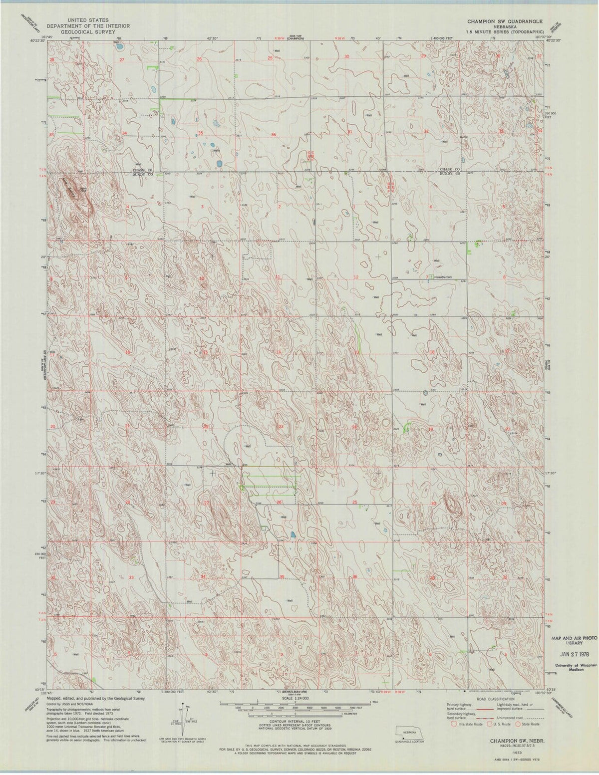 1973 Champion, NE - Nebraska - USGS Topographic Map