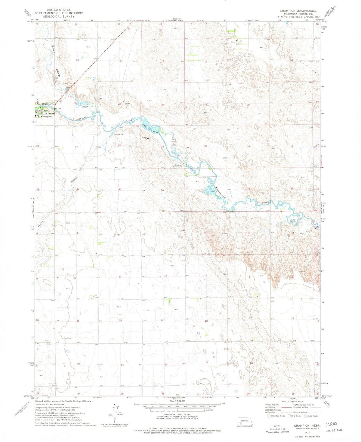 1973 Champion, NE - Nebraska - USGS Topographic Map v2