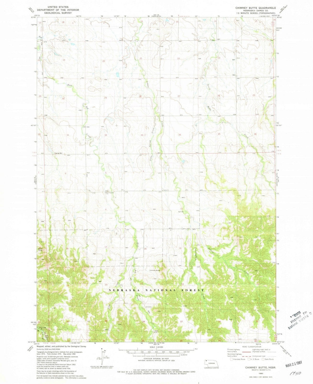 1980 Chimney Butte, NE - Nebraska - USGS Topographic Map