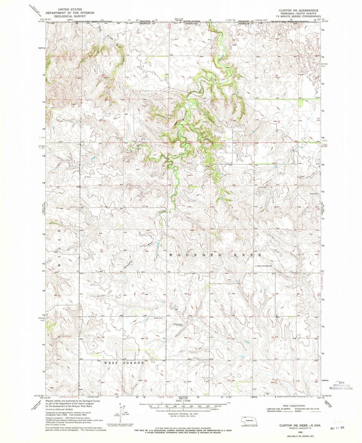 1969 Clinton, NE - Nebraska - USGS Topographic Map