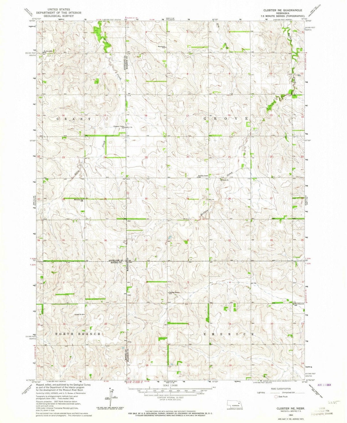 1963 Closter, NE - Nebraska - USGS Topographic Map