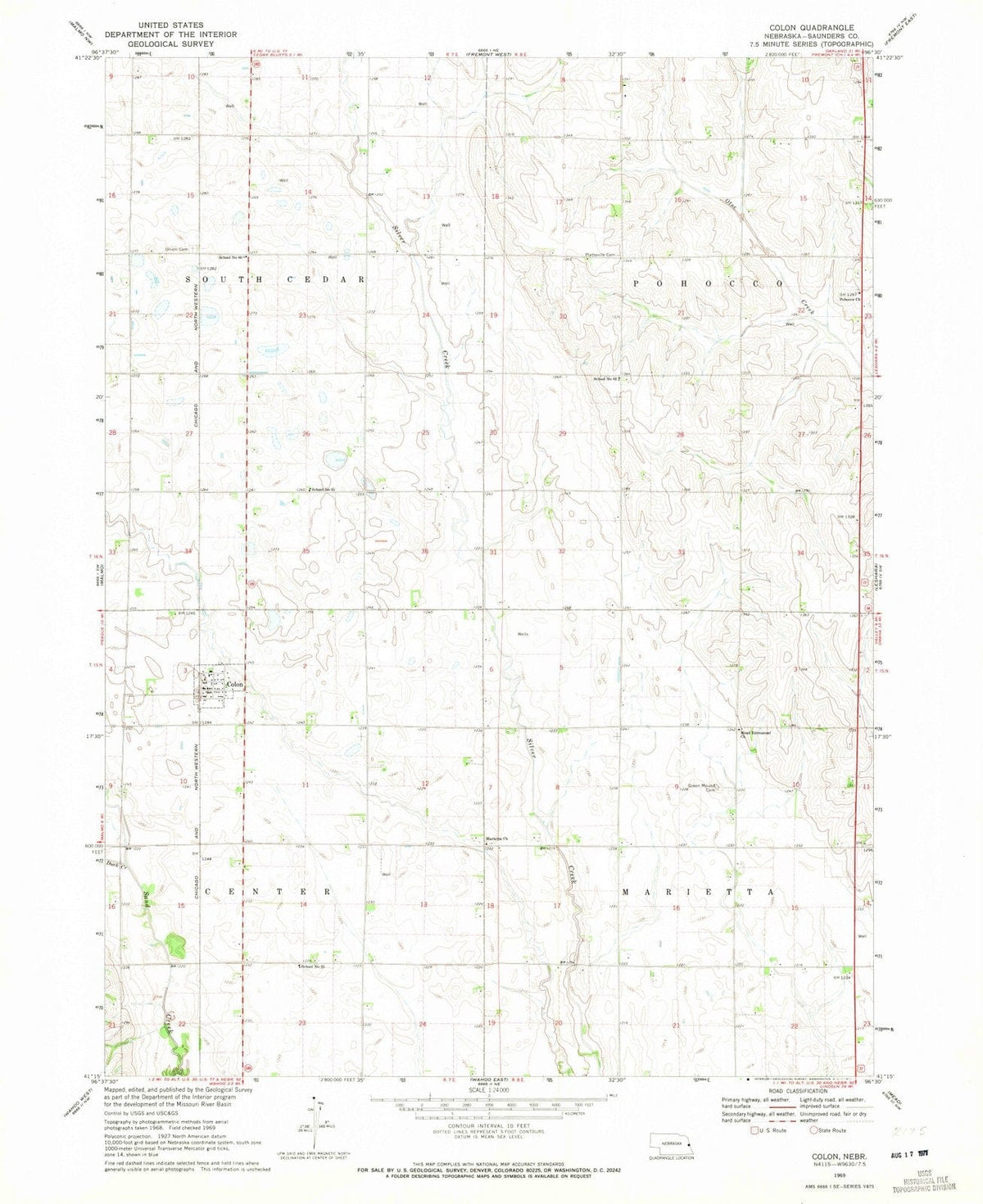 1969 Colon, NE - Nebraska - USGS Topographic Map