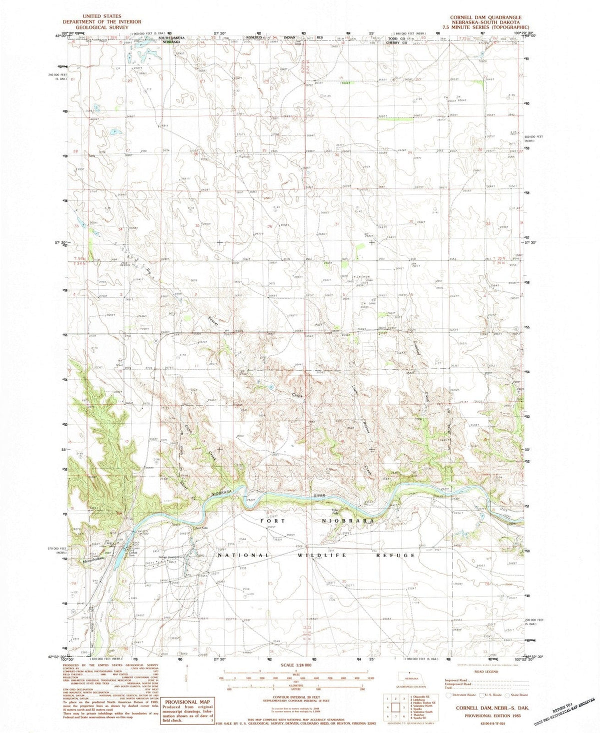1983 Cornellam, NE - Nebraska - USGS Topographic Map