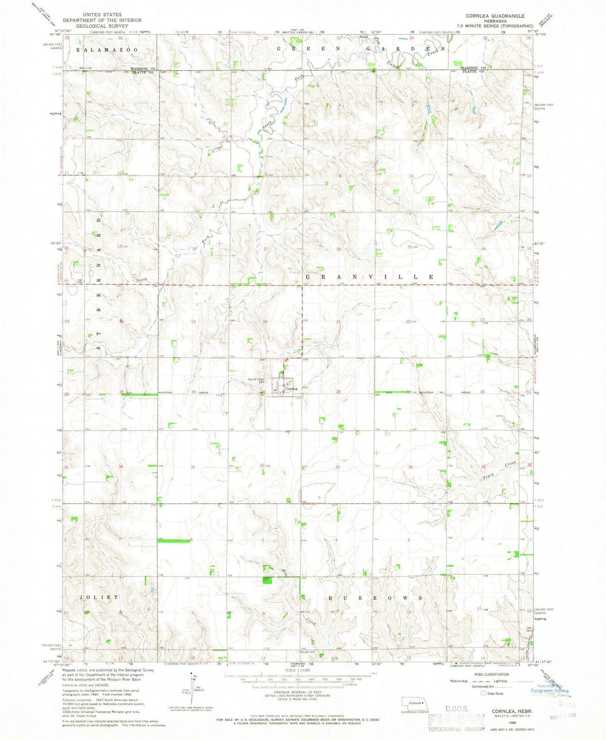 1966 Cornlea, NE - Nebraska - USGS Topographic Map