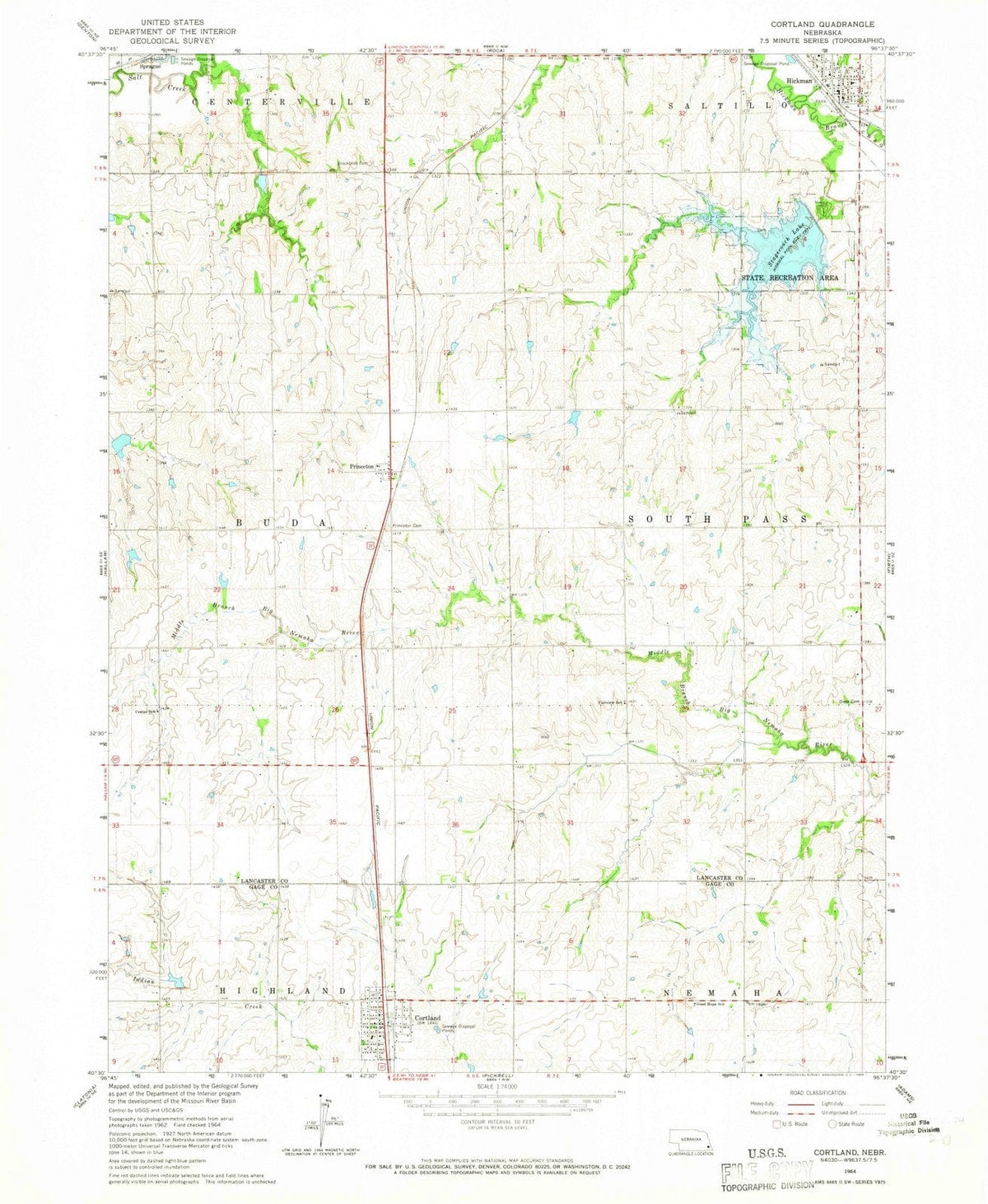 1964 Cortland, NE - Nebraska - USGS Topographic Map