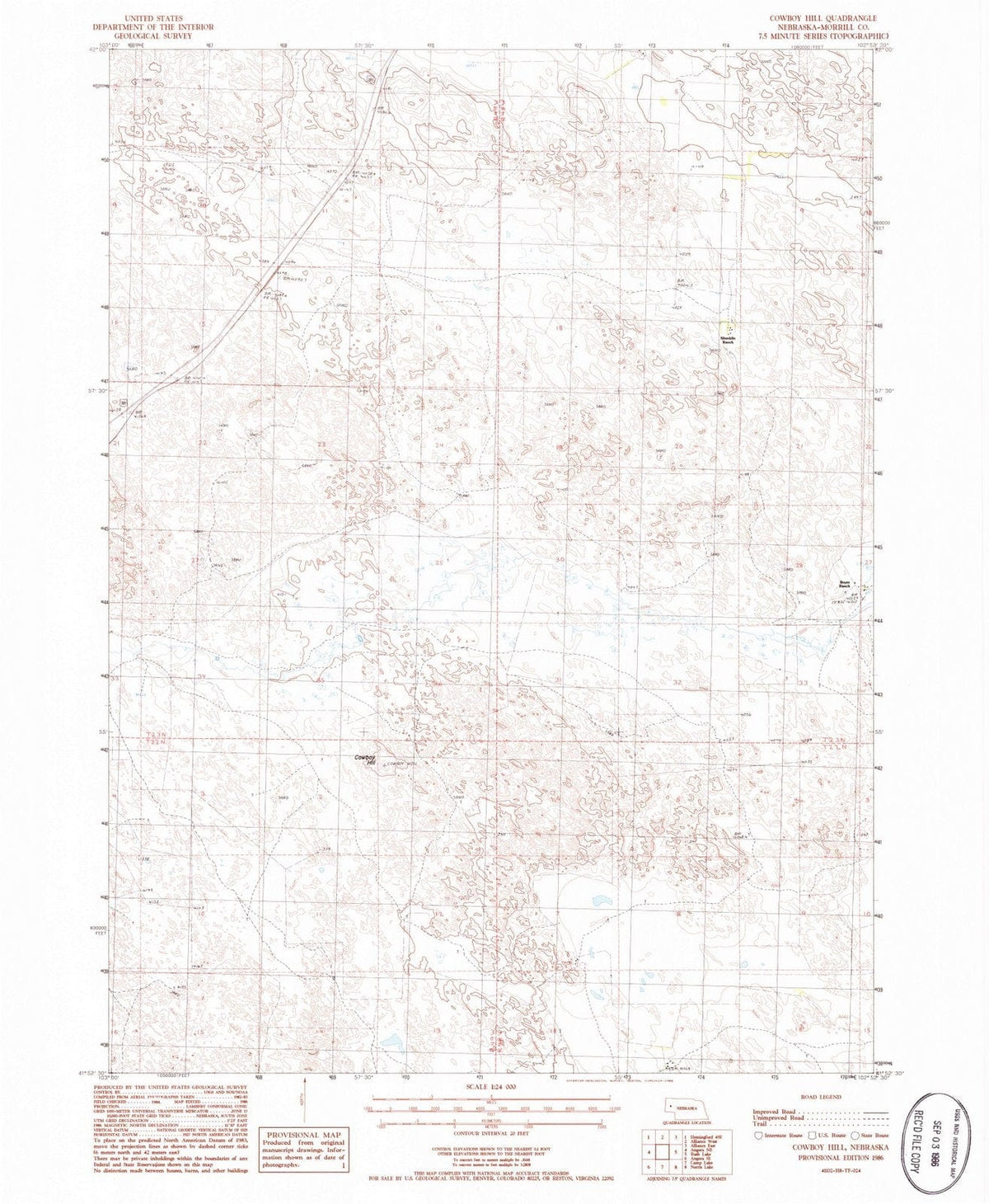 1986 Cowboy Hill, NE - Nebraska - USGS Topographic Map