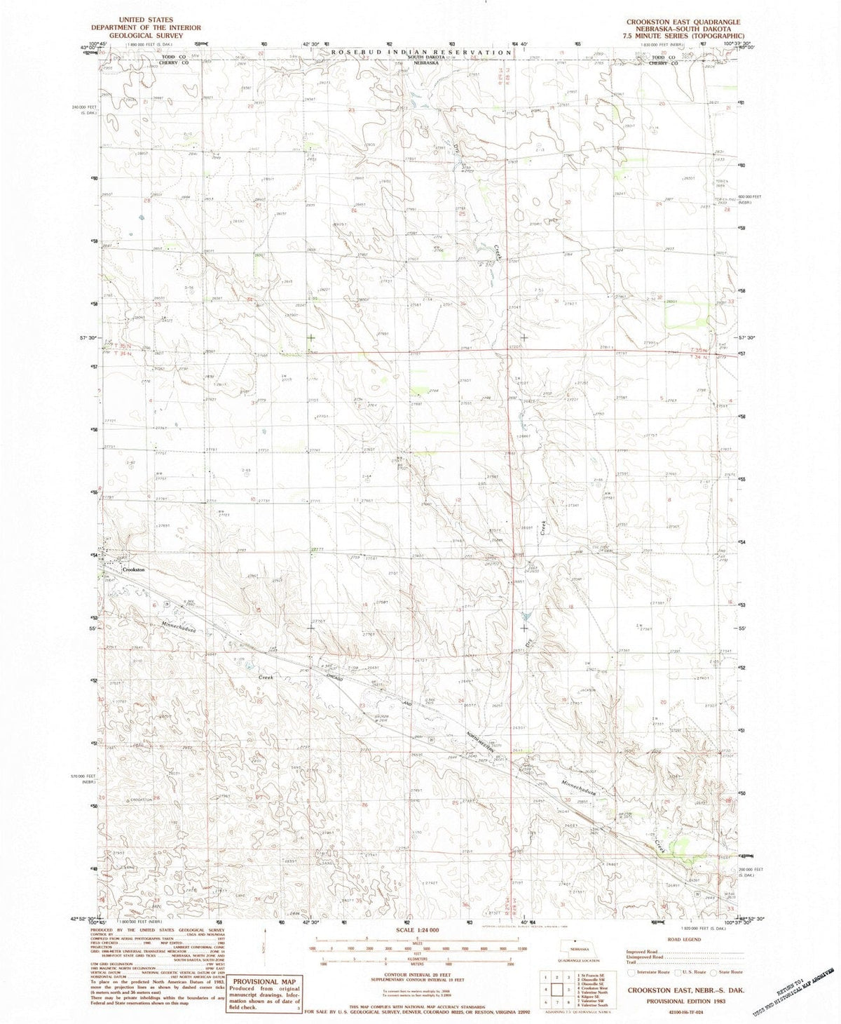 1983 Crookston East, NE - Nebraska - USGS Topographic Map