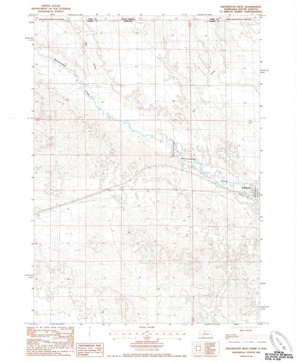 1985 Crookston West, NE - Nebraska - USGS Topographic Map