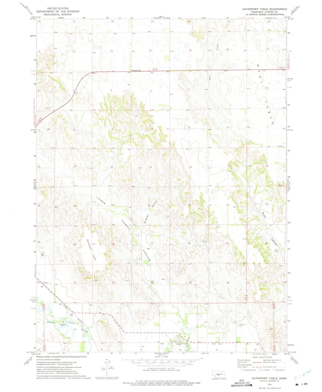 1972 Davenport Table, NE - Nebraska - USGS Topographic Map
