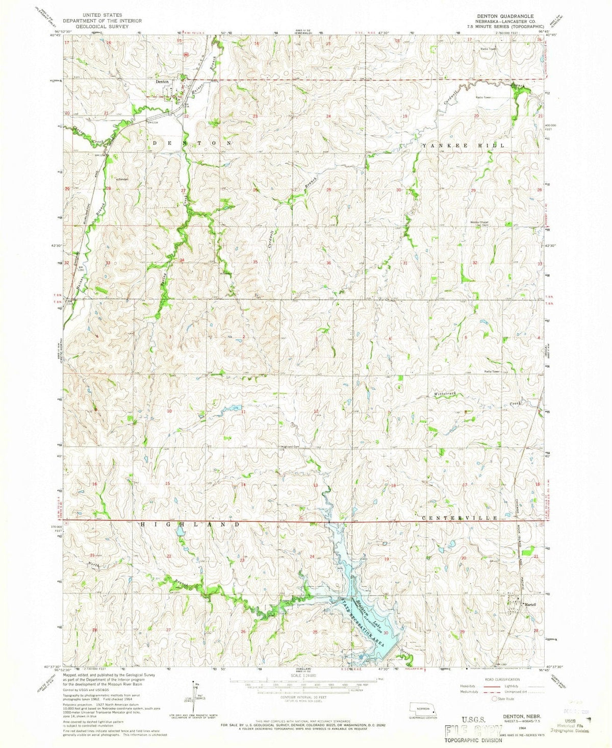 1964 Denton, NE - Nebraska - USGS Topographic Map