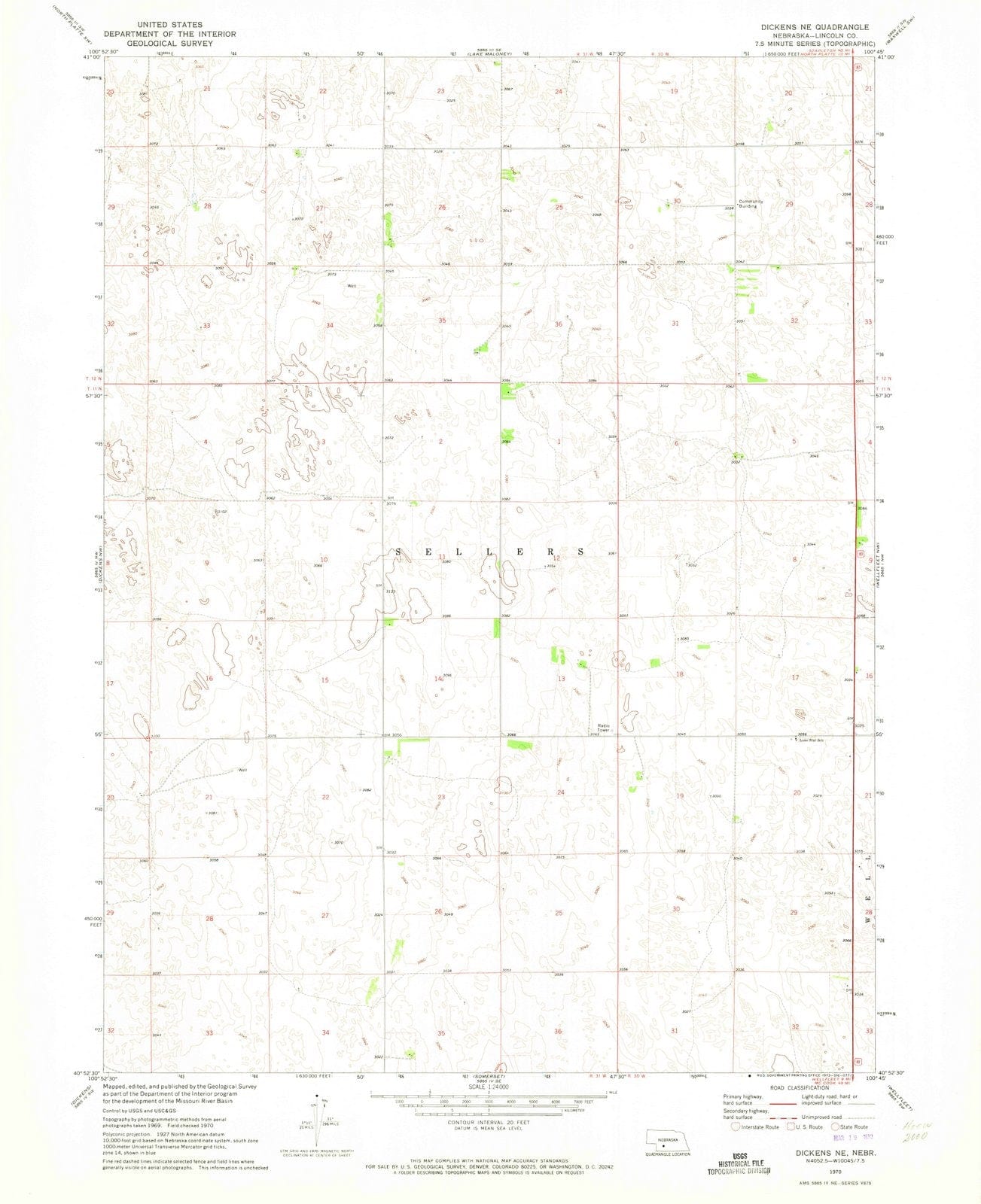 1970 Dickens, NE - Nebraska - USGS Topographic Map