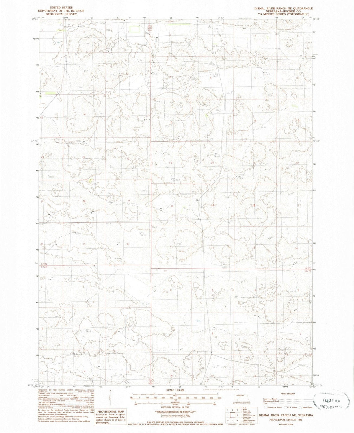 1985 Dismal River Ranch, NE - Nebraska - USGS Topographic Map