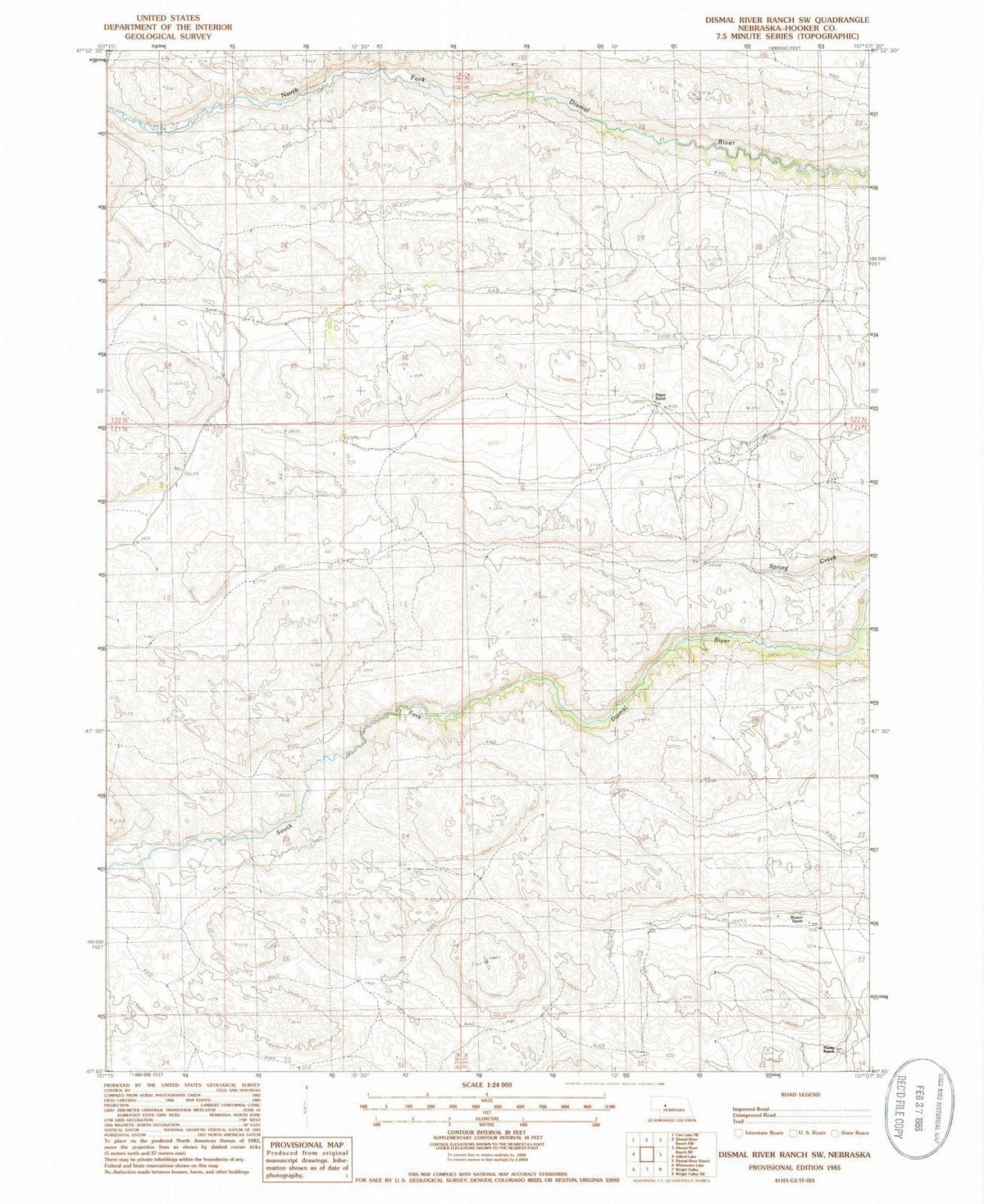 1985 Dismal River Ranch, NE - Nebraska - USGS Topographic Map v3