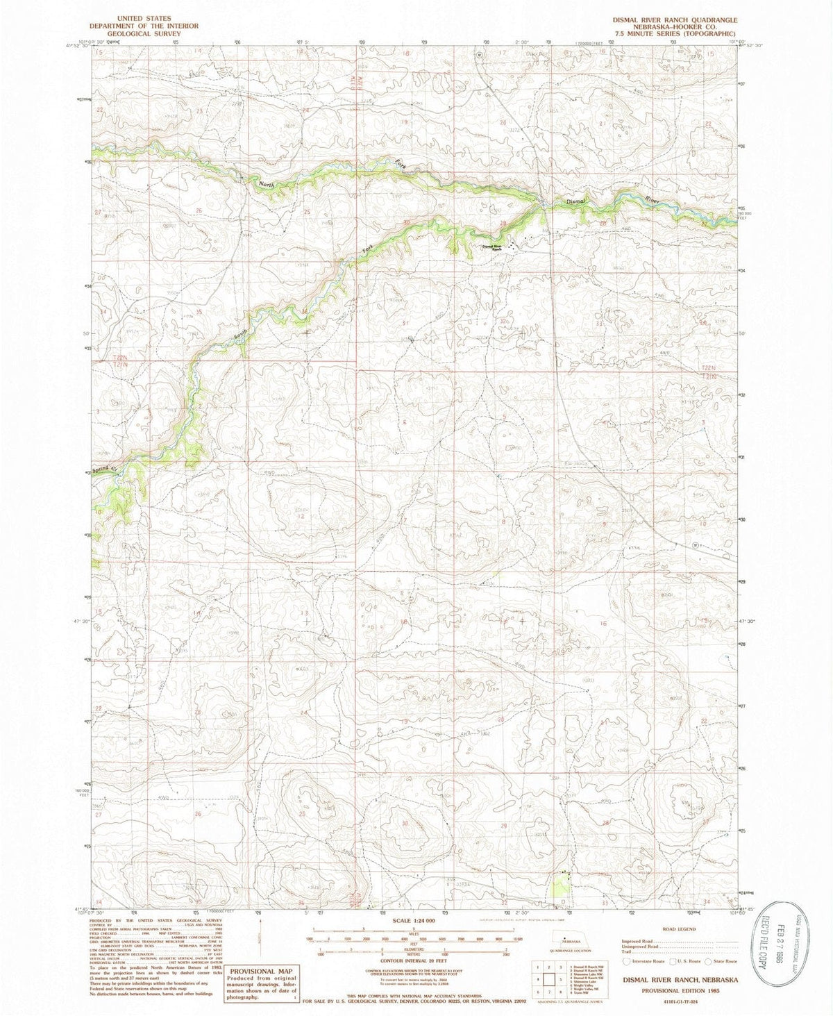 1985 Dismal River Ranch, NE - Nebraska - USGS Topographic Map v4