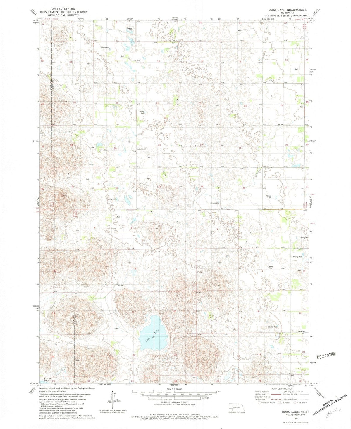 1982 Dora Lake, NE - Nebraska - USGS Topographic Map