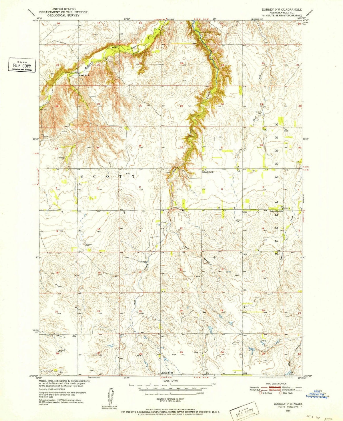 1950 Dorsey, NE - Nebraska - USGS Topographic Map