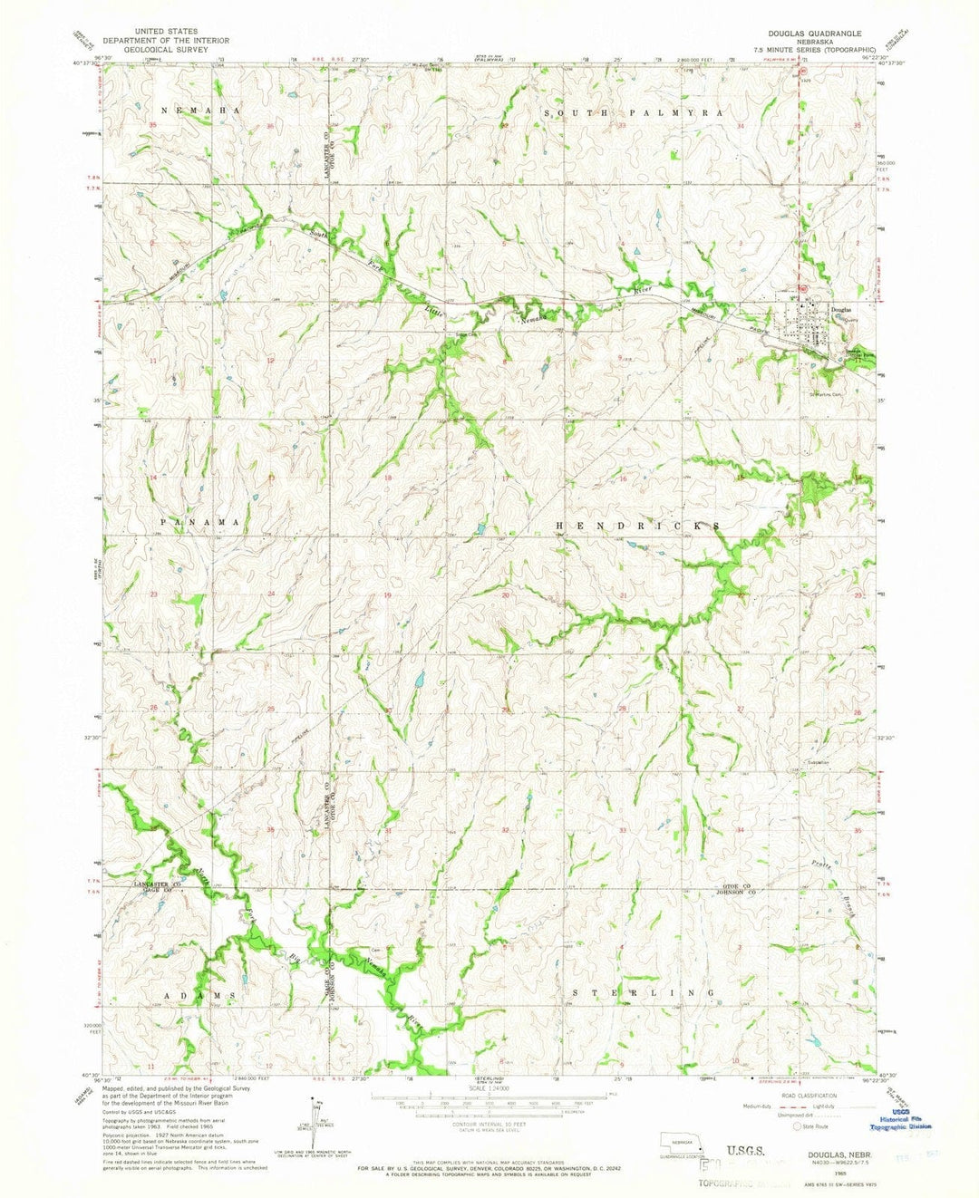 1965 Douglas, NE - Nebraska - USGS Topographic Map