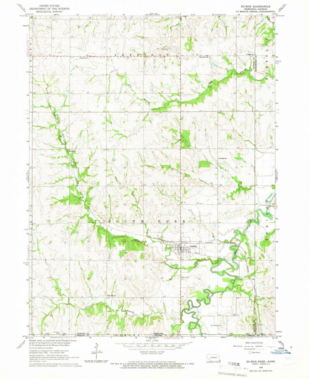 1965 Du Bois, NE - Nebraska - USGS Topographic Map