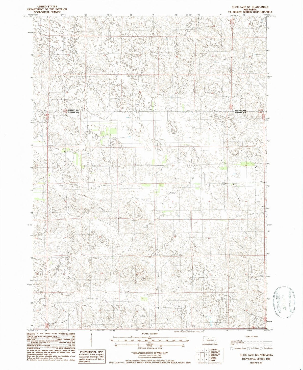 1986 Duck Lake, NE - Nebraska - USGS Topographic Map v2