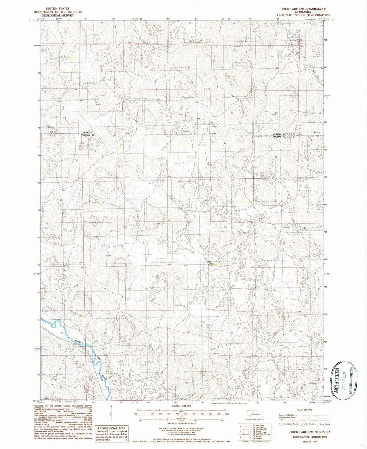 1986 Duck Lake, NE - Nebraska - USGS Topographic Map v3