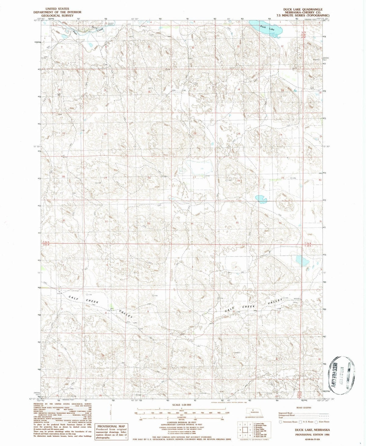 1986 Duck Lake, NE - Nebraska - USGS Topographic Map v4