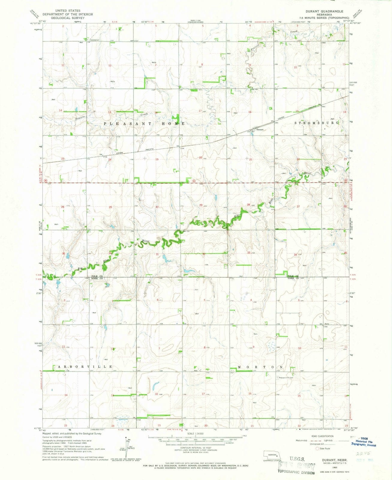 1965 Durant, NE - Nebraska - USGS Topographic Map