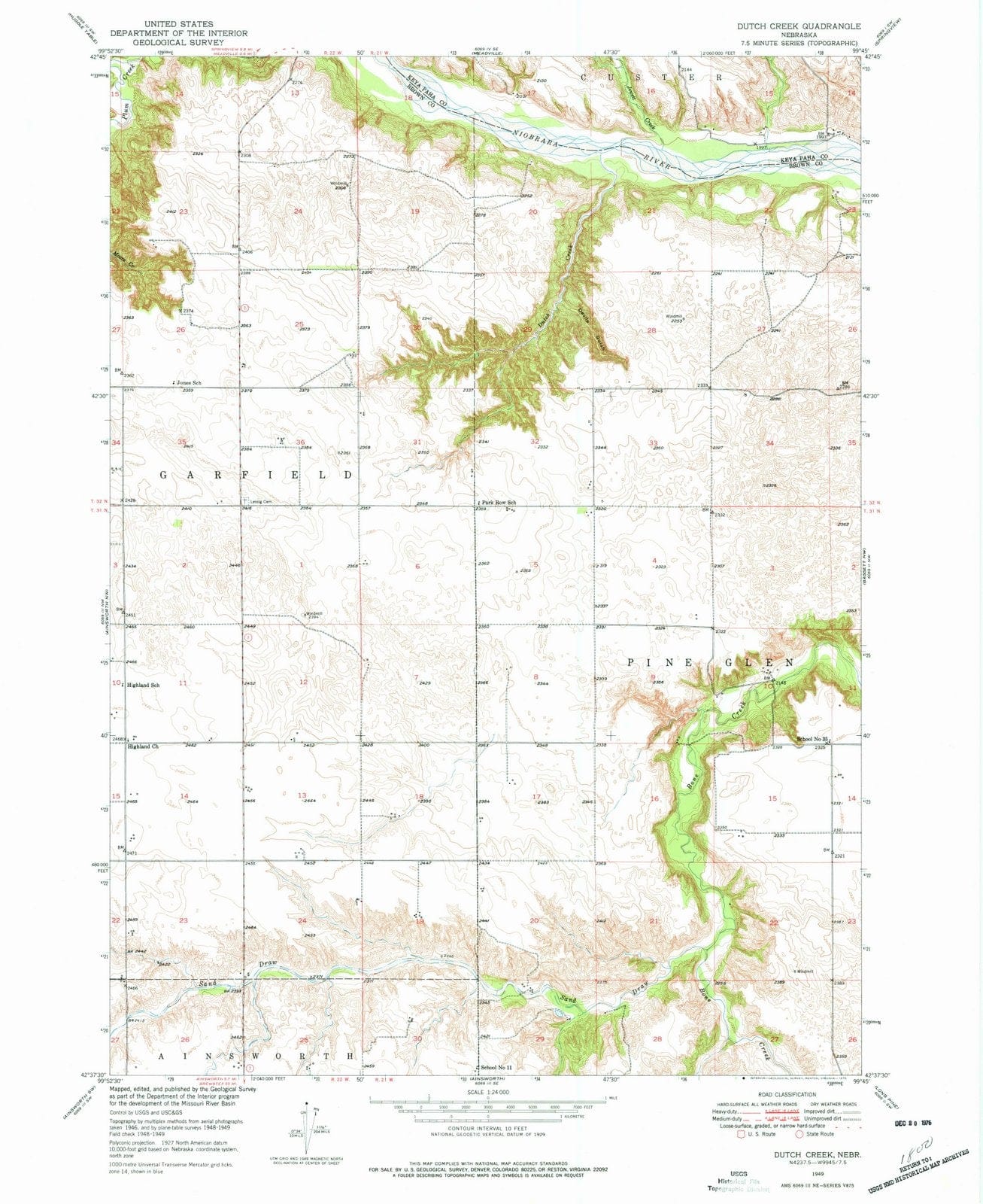 1949 Dutch Creek, NE - Nebraska - USGS Topographic Map