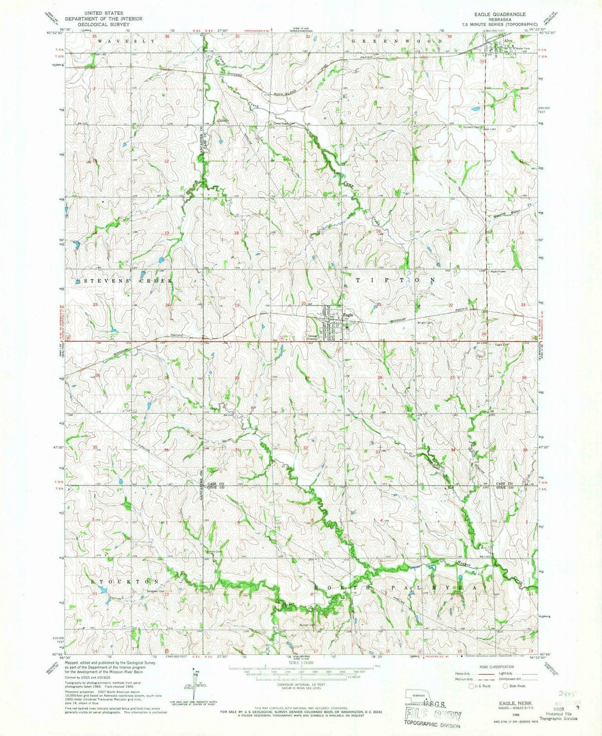 1966 Eagle, NE - Nebraska - USGS Topographic Map