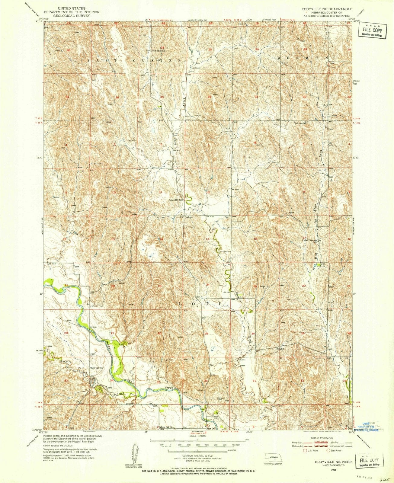 1951 Eddyville, NE - Nebraska - USGS Topographic Map