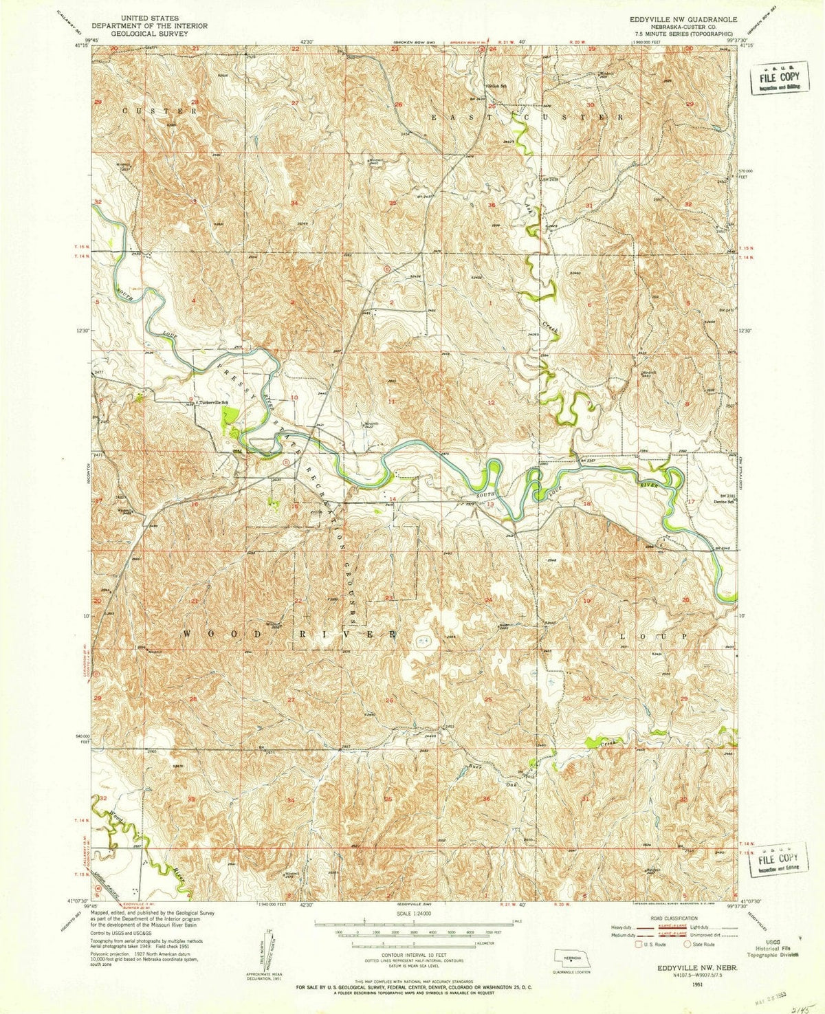 1951 Eddyville, NE - Nebraska - USGS Topographic Map v2