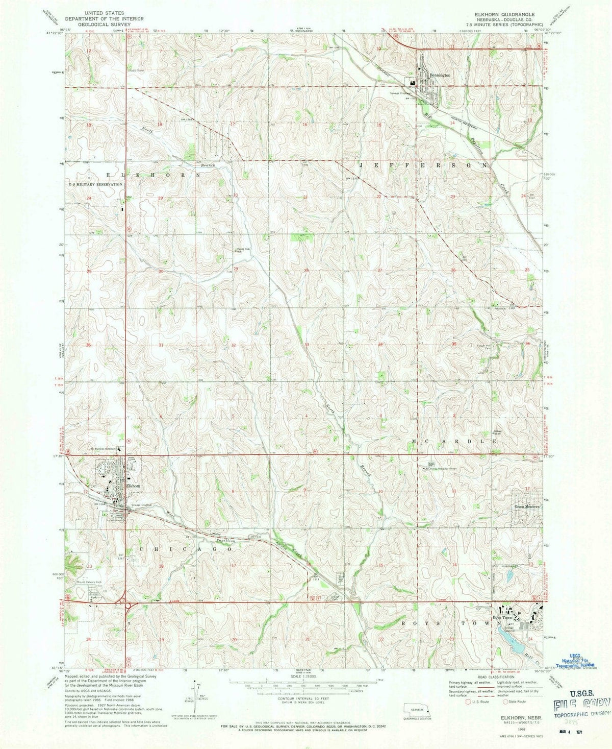 1968 Elkhorn, NE - Nebraska - USGS Topographic Map