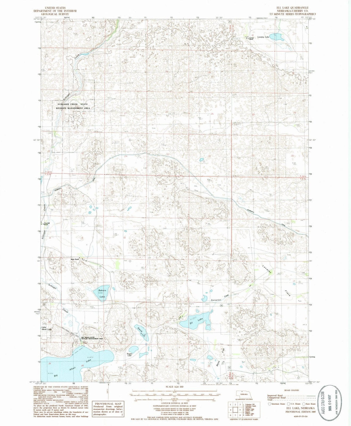 1985 Ell Lake, NE - Nebraska - USGS Topographic Map
